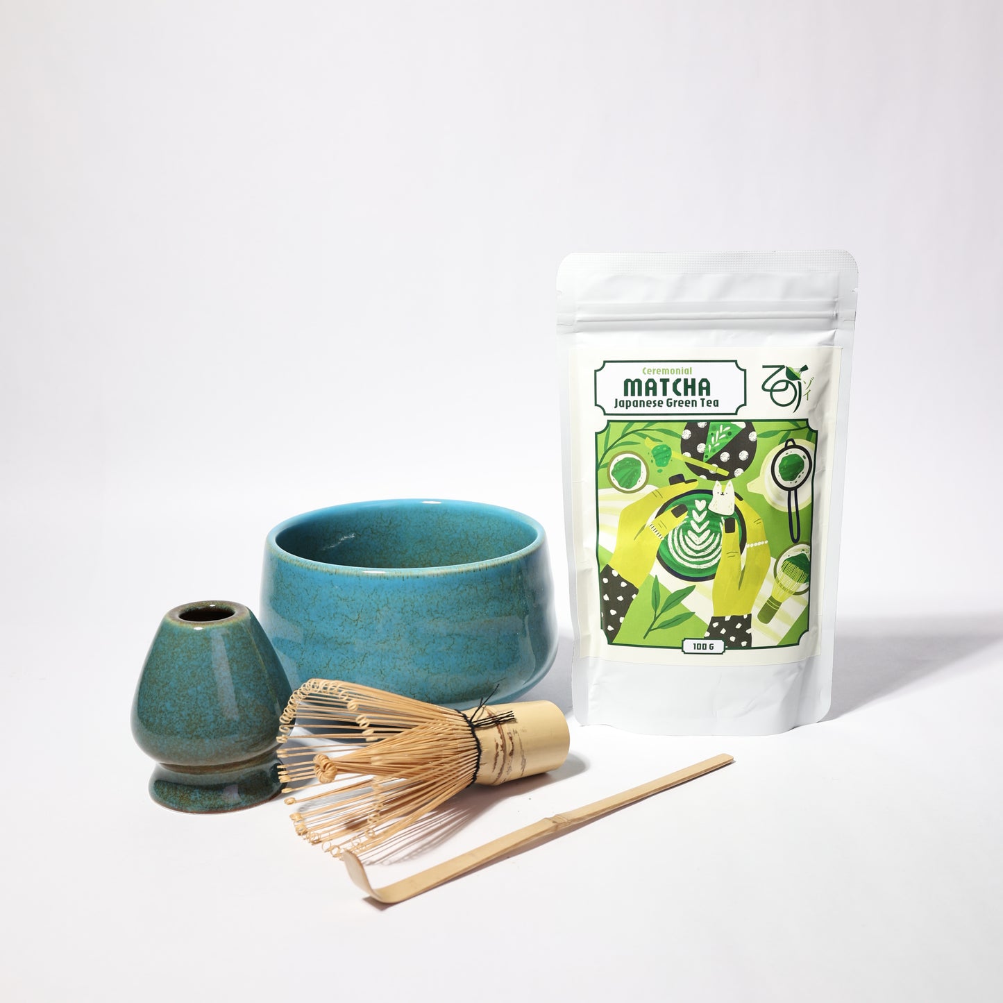 Zen-Keramikset mit zeremoniellem Matcha